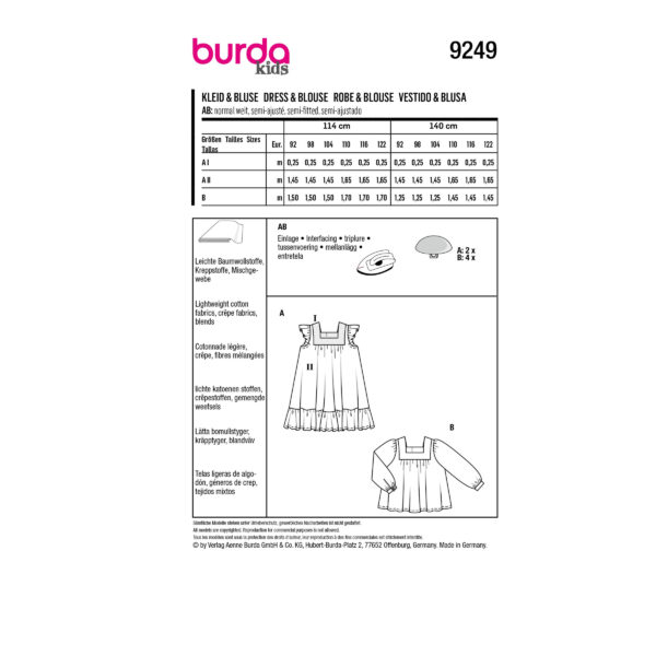 Burda Kids Schnittmuster Nr. 9249 - Kleid und Bluse - eckiger Ausschnitt – Bild 8