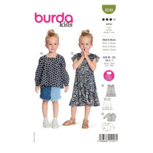 Burda Kids Schnittmuster Nr. 9249 - Kleid und Bluse - eckiger Ausschnitt