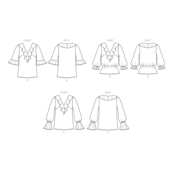 Butterick Schnittmuster - B6814 - schlichte Bluse mit Volant – Bild 12