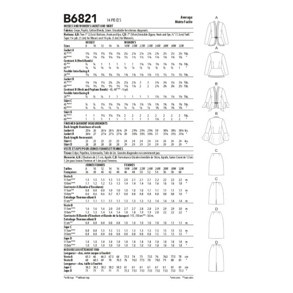 Butterick Schnittmuster - B6821 - Rock und Jacke – Bild 7