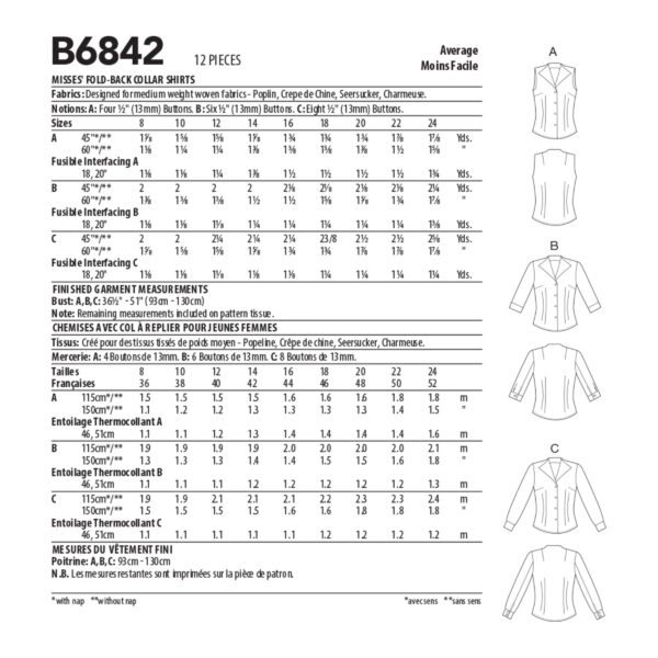 Butterick Schnittmuster - B6842 - Damenbluse, Hemdbluse – Bild 7