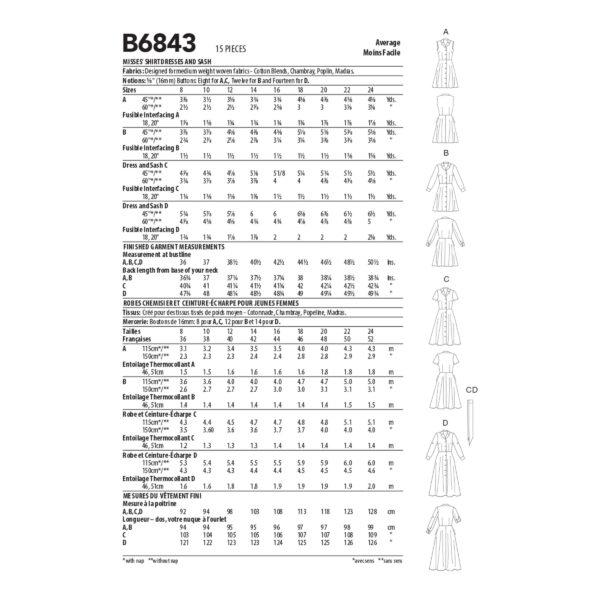 Butterick Schnittmuster - B6843 - Sommerkleid mit Knopfleiste – Bild 6