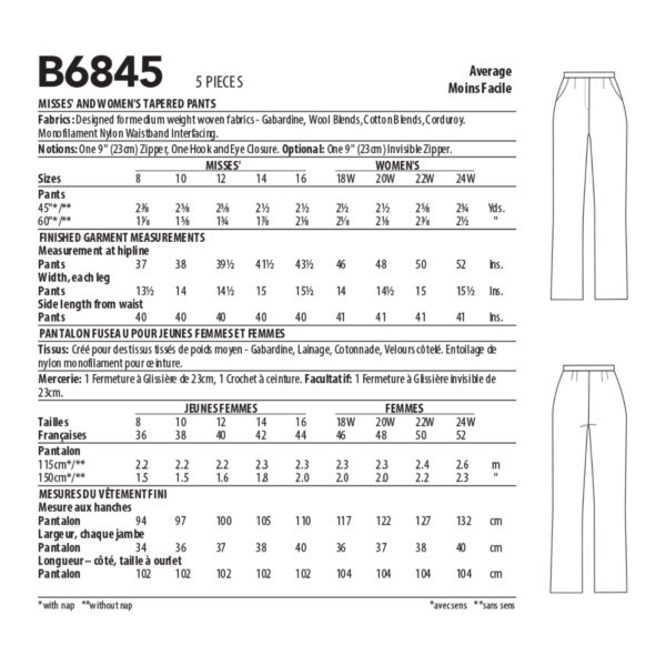 Butterick Schnittmuster - B6845 - Damenhose mit schmalem Bein – Bild 4