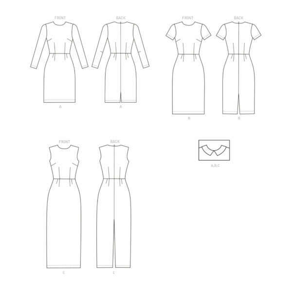 Butterick Schnittmuster - B6849 - schlichtes Kleid, Etuikleid – Bild 8