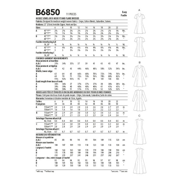 Butterick Schnittmuster - B6850 - schlichtes Kleid, Sommerkleid – Bild 6