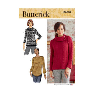 Butterick Schnittmuster - B6857 - einfacher Pullover mit geknöpftem Rollkragen