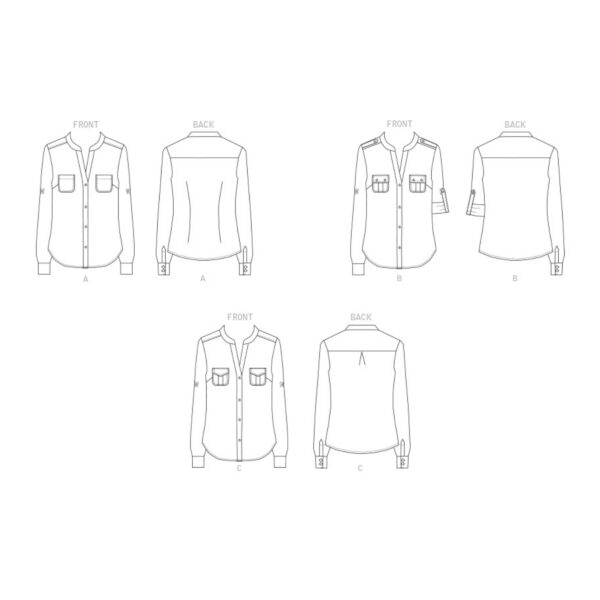 Butterick Schnittmuster - B6856 -  Bluse, Shirt, mit kleinem Stehbündchen – Bild 10