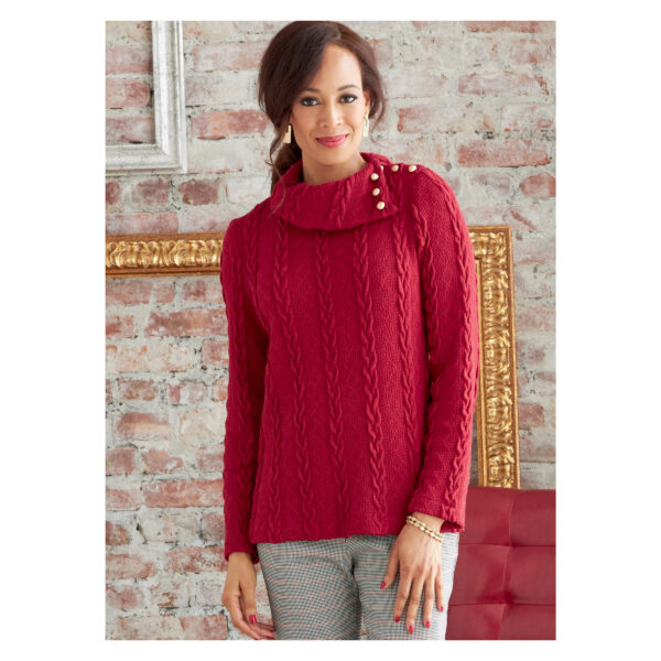 Butterick Schnittmuster - B6857 - einfacher Pullover mit geknöpftem Rollkragen – Bild 2