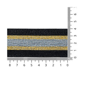 1m Elastikband - Elastic-Band - Lurex - 40 mm - schwarz/gold/silber - gestreift