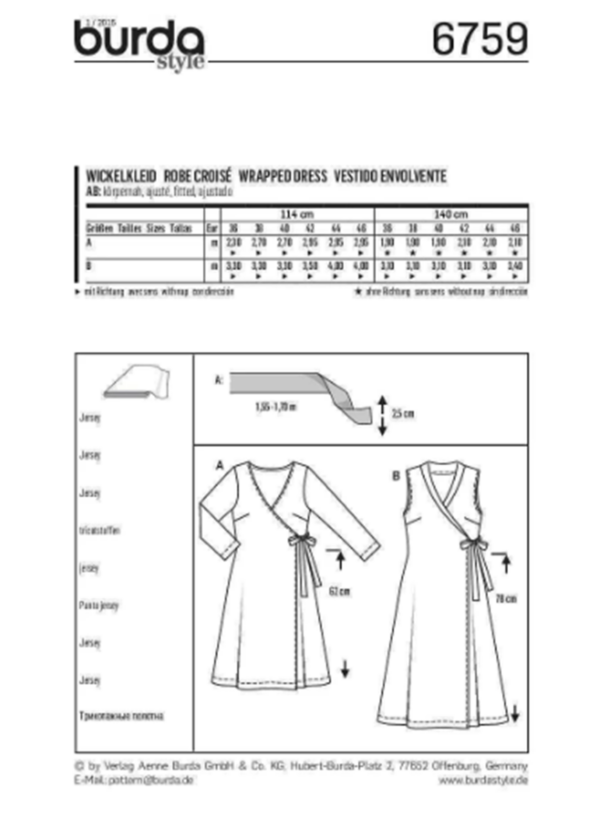 Burda Style Schnittmuster - Kleid - Wickelkleider mit V-Ausschnitt - Nr. 6759 – Bild 5