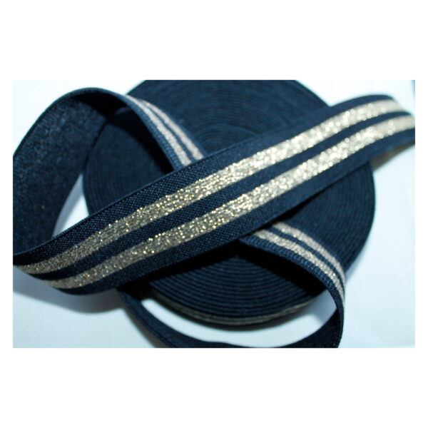 1 Meter Elastikband - Gummiband - Zierband - 38 mm - schwarz/gold