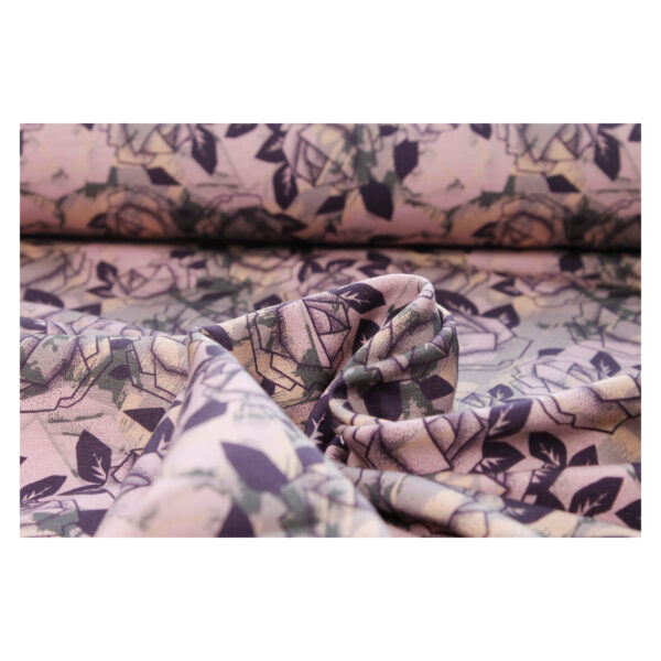 18.80EUR/ 1m - Rosie, French Terry - Sommersweat - Blumen - Grau/ Beere – Bild 5