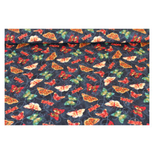 13.80 EURO/m - Patchworkstoff- Poppy Days- Schmetterlinge - schwarz / rot/ grün / gelb