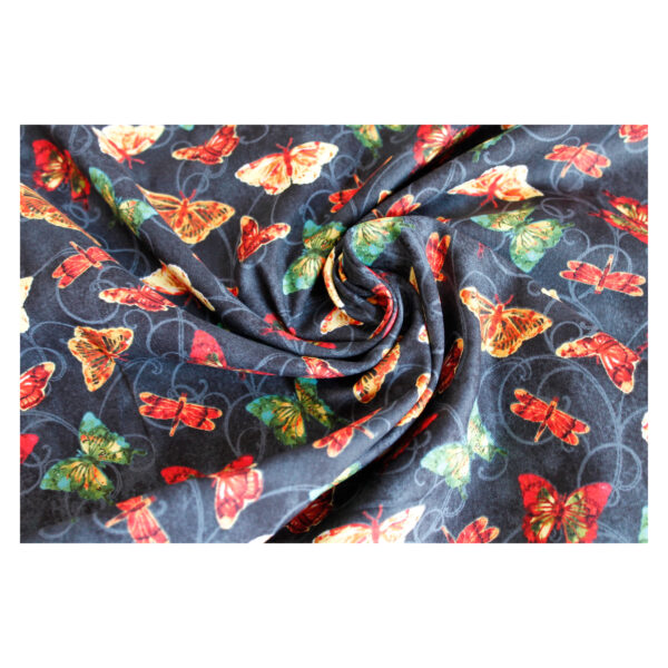13.80 EURO/m - Patchworkstoff- Poppy Days- Schmetterlinge - schwarz / rot/ grün / gelb – Bild 2