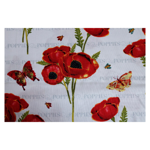 13.80 EURO/m - Patchworkstoff - geblümter Stoff -Poppy Days -Mohnblumen - weiß / rot – Bild 3