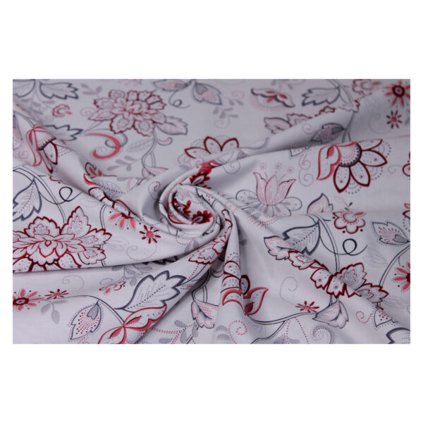 13.80EURO/ m - Patchworkstoff, Scarlet Stitches, Ranken, Blumen, weiß/rot – Bild 3