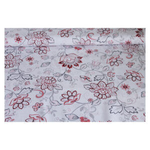 13.80EURO/ m - Patchworkstoff, Scarlet Stitches, Ranken, Blumen, weiß/rot