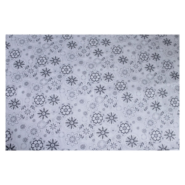 13.80 EURO/m - Patchworkstoff, Scarlet Stitches, Blumen, Kreise, weiß/grau – Bild 2