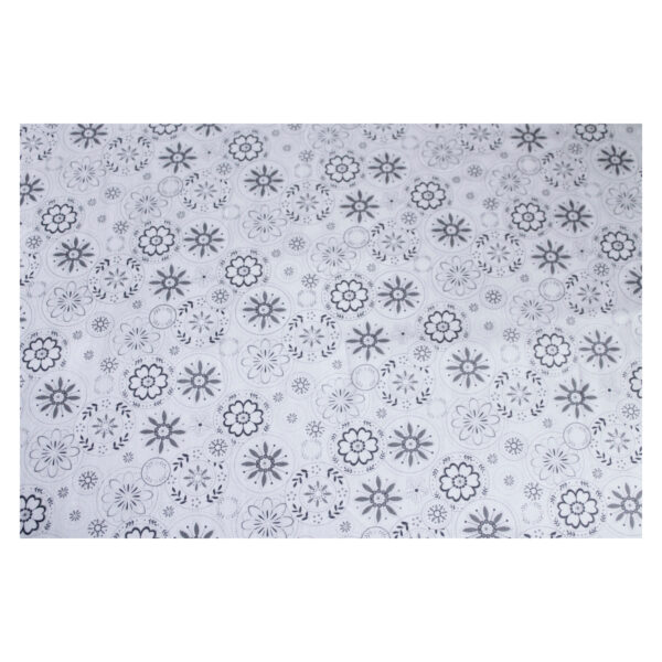 13.80 EURO/m - Patchworkstoff, Scarlet Stitches, Blumen, Kreise, weiß/grau