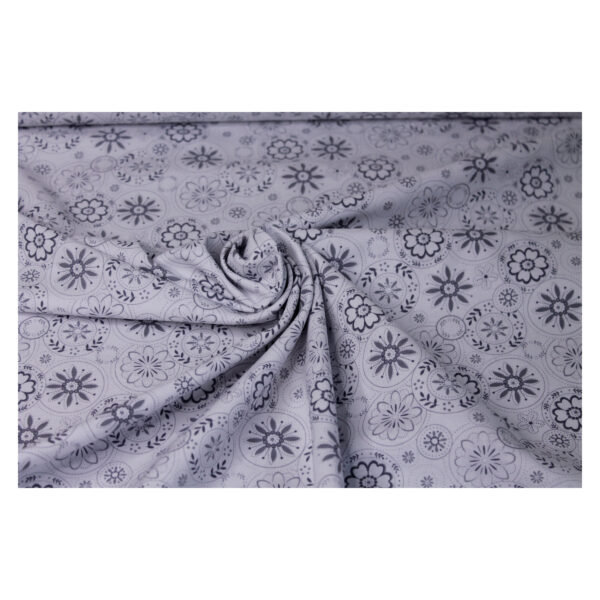 13.80 EURO/m - Patchworkstoff, Scarlet Stitches, Blumen, Kreise, weiß/grau – Bild 4