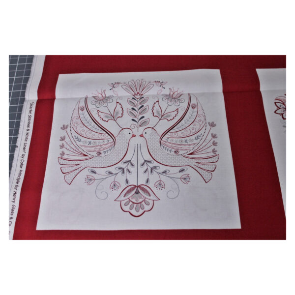 13.80 EURO/ m - Patchworkstoff, Scarlet Stitches, Schmetterlinge, Blumen, Panel 61 cm, rot/weiß – Bild 7