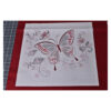 13.80 EURO/ m - Patchworkstoff, Scarlet Stitches, Schmetterlinge, Blumen, Panel 61 cm, rot/weiß – Bild 4