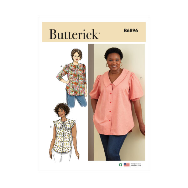 Butterick Schnittmuster - B6896 - Bluse mit großem Kragen, starke Größen