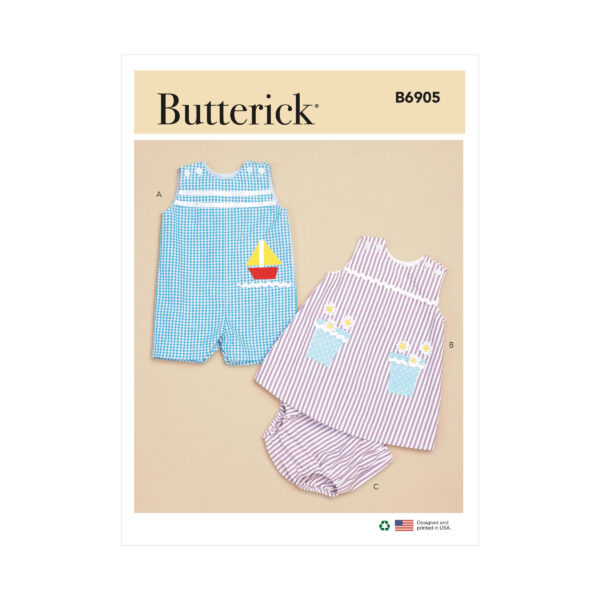 Butterick Schnittmuster - B6905 - Babykombination, Kleid, Overall und Höschen