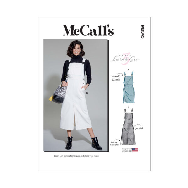 McCalls Schnittmuster M8345 - sportlicher Latzrock, Rock geschlitzt