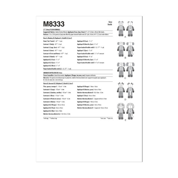McCalls Schnittmuster M8333 - Stoffpuppen, Stofftiere – Bild 8
