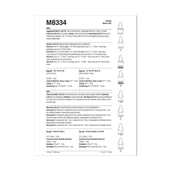 McCalls Schnittmuster M8334 - Taschen – Bild 7