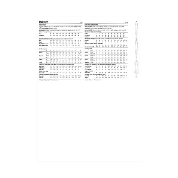 Butterick Schnittmuster - B6892 - Etuikleid mit seitlicher Raffung – Bild 7