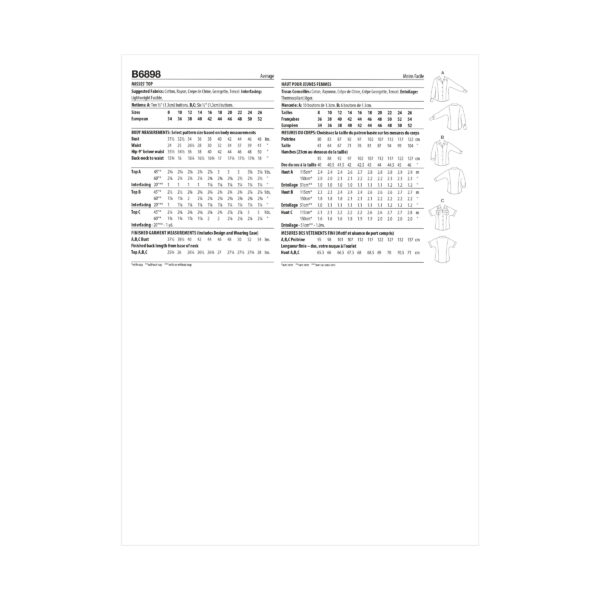 Butterick Schnittmuster - B6898 - Bluse mit  Reverskragen – Bild 10