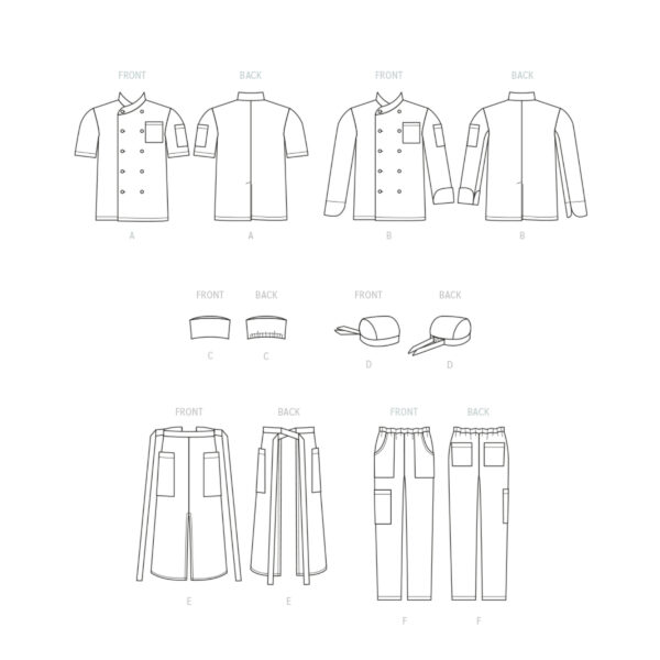 McCalls Schnittmuster M8332 - Kochjacke, Hose und Schürze – Bild 9