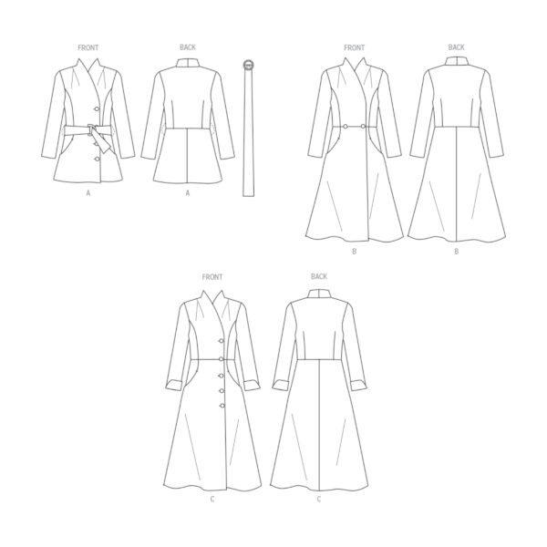 Butterick Schnittmuster - B6917 - schlichter Damenmantel ohne Kragen – Bild 8