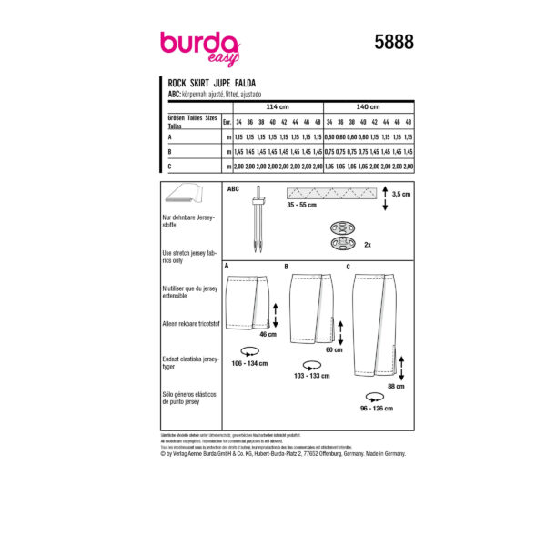 Burda Style Schnittmuster - gerader Rock - seitlicher Schlitz - Nr.5888 – Bild 9