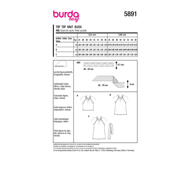 Burda Style Schnittmuster - Top - Neckholdertops - 3 Varianten - Nr.5891 – Bild 8
