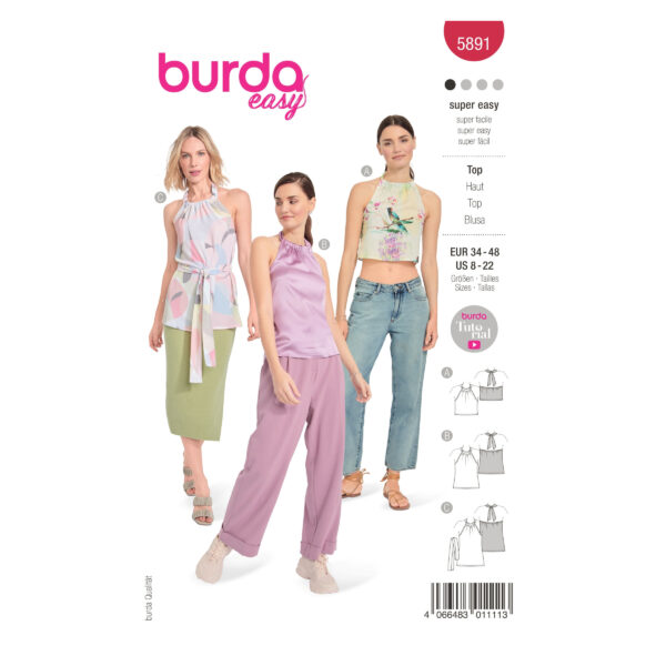 Burda Style Schnittmuster - Top - Neckholdertops - 3 Varianten - Nr.5891