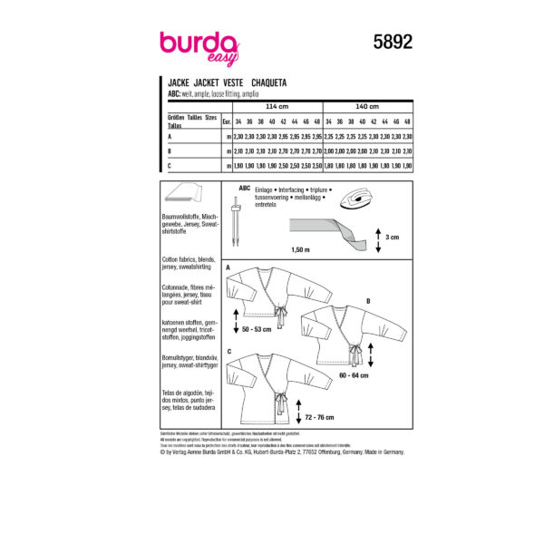 Burda Style Schnittmuster - Jacke - Wickeljacken - leicht tailliert - Nr.5892 – Bild 10