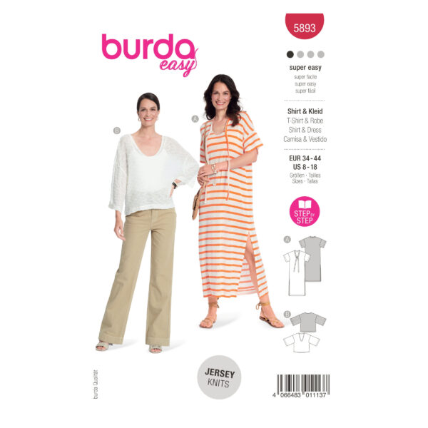 Burda Style Schnittmuster - Shirt und Kleid - Rundhalsausschnitt - Nr.5893