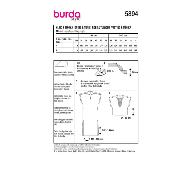Burda Style Schnittmuster - Kleid und Tunika - Ausschnittschlitz - Nr.5894 – Bild 8