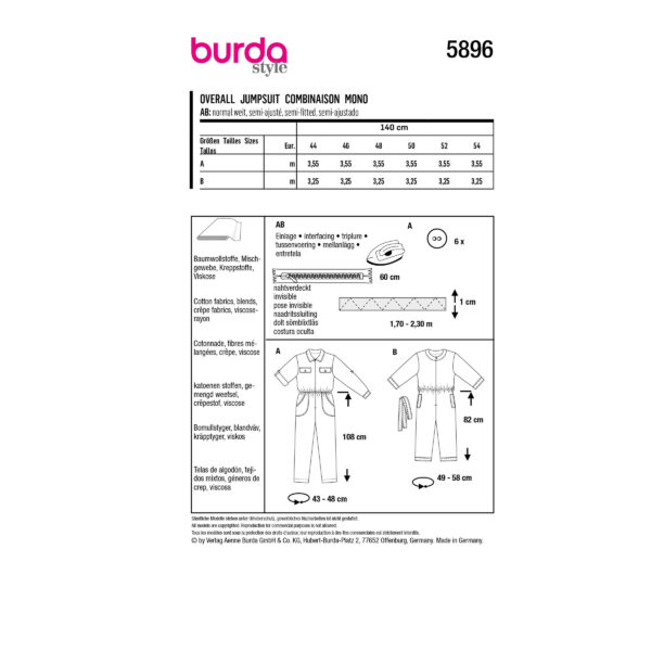 Burda Style Schnittmuster - Overall - Jumpsuit - Nr.5896 – Bild 8