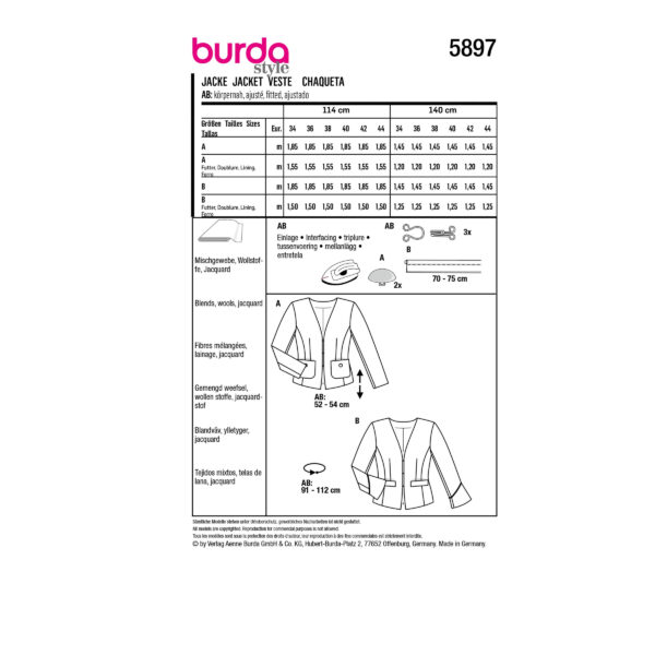 Burda Style Schnittmuster - Jacke - elegante Jacken - körperbetont - Nr.5897 – Bild 8