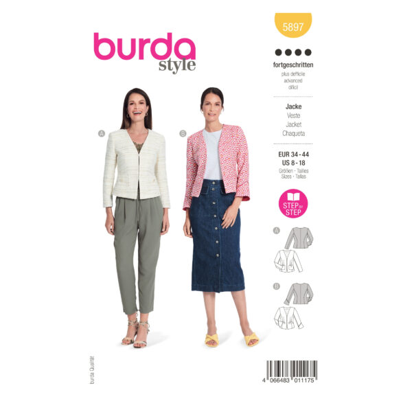 Burda Style Schnittmuster - Jacke - elegante Jacken - körperbetont - Nr.5897