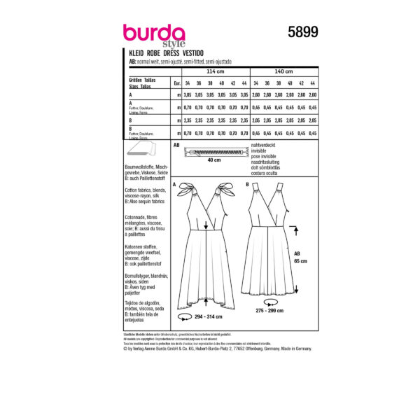 Burda Style Schnittmuster - Kleid - Sommerkleid - Wickeleffekt - Nr.5899 – Bild 8