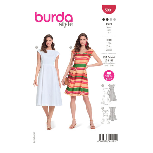 Burda Style Schnittmuster - Kleid - Kleider mit schwingendem Rock - Nr.5901