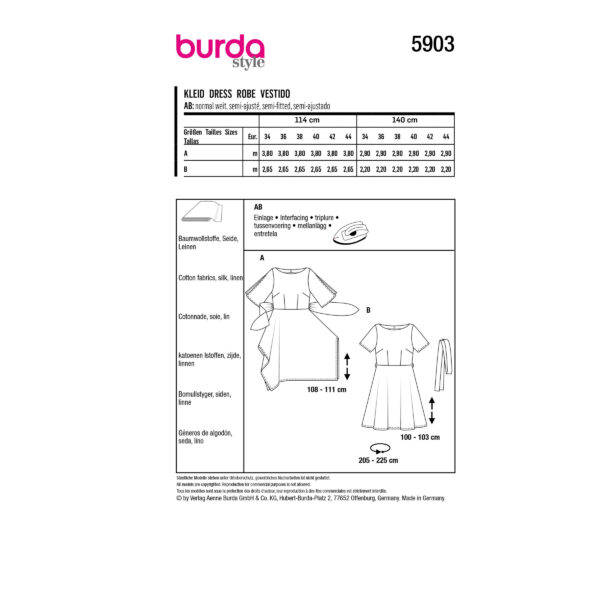 Burda Style Schnittmuster - Kleid - luftige Kleider mit Bindegürtel - Nr.5903 – Bild 8