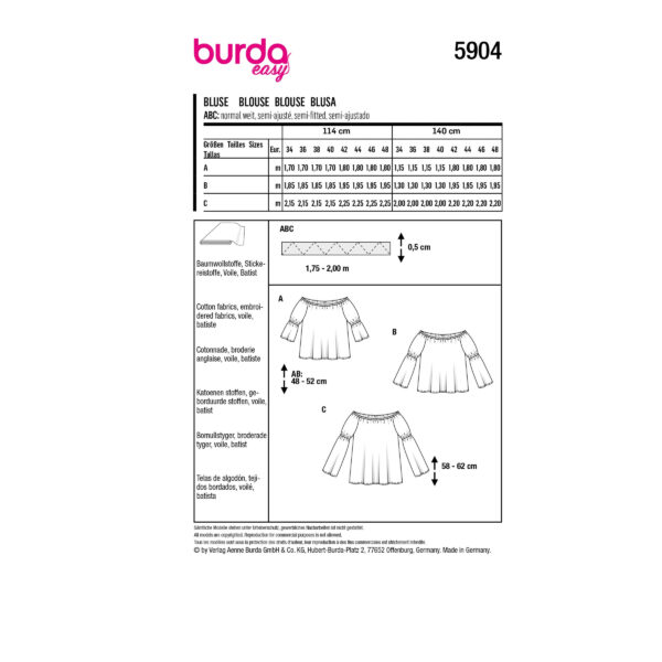 Burda Style Schnittmuster - Bluse - Carmenblusen - Varianten - Nr.5904 – Bild 9
