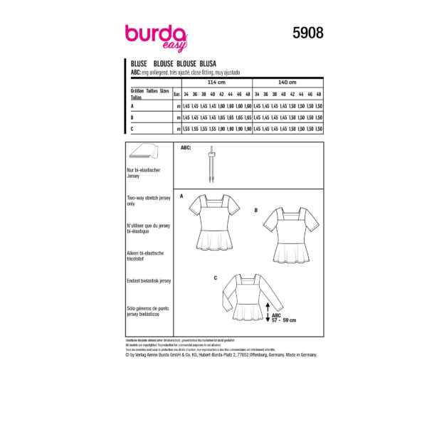 Burda Style Schnittmuster - Blusen - figurbetont - eckiger Ausschnitt - Nr.5908 – Bild 11