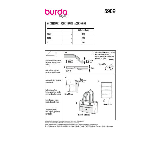 Burda Style Schnittmuster - Accessoires für den Garten - Schürze .... - Nr.5909 – Bild 9